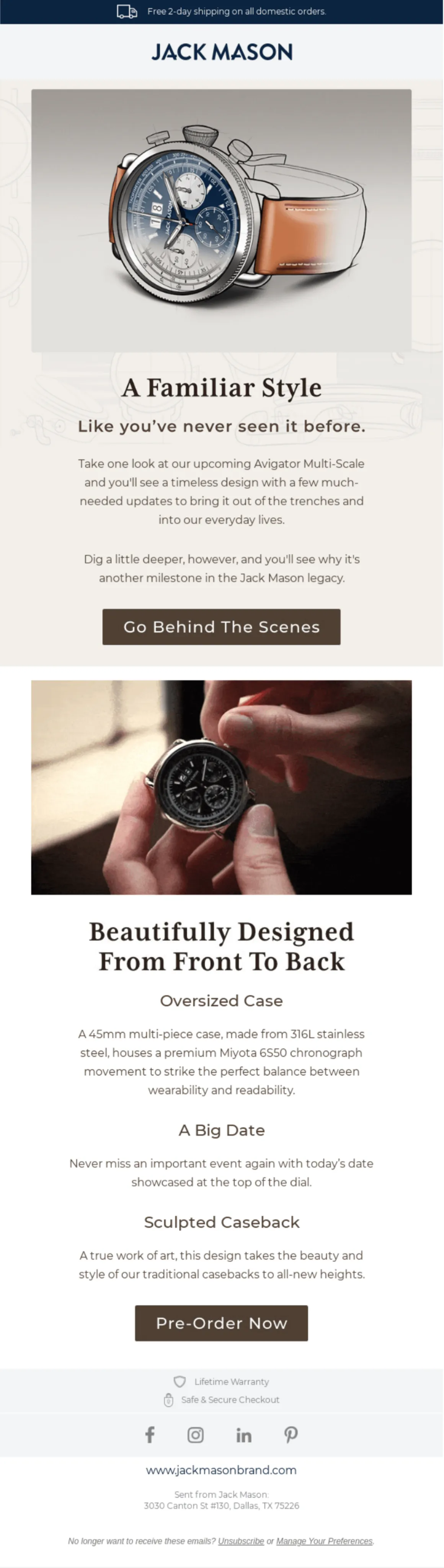 Example Behind The Scenes email