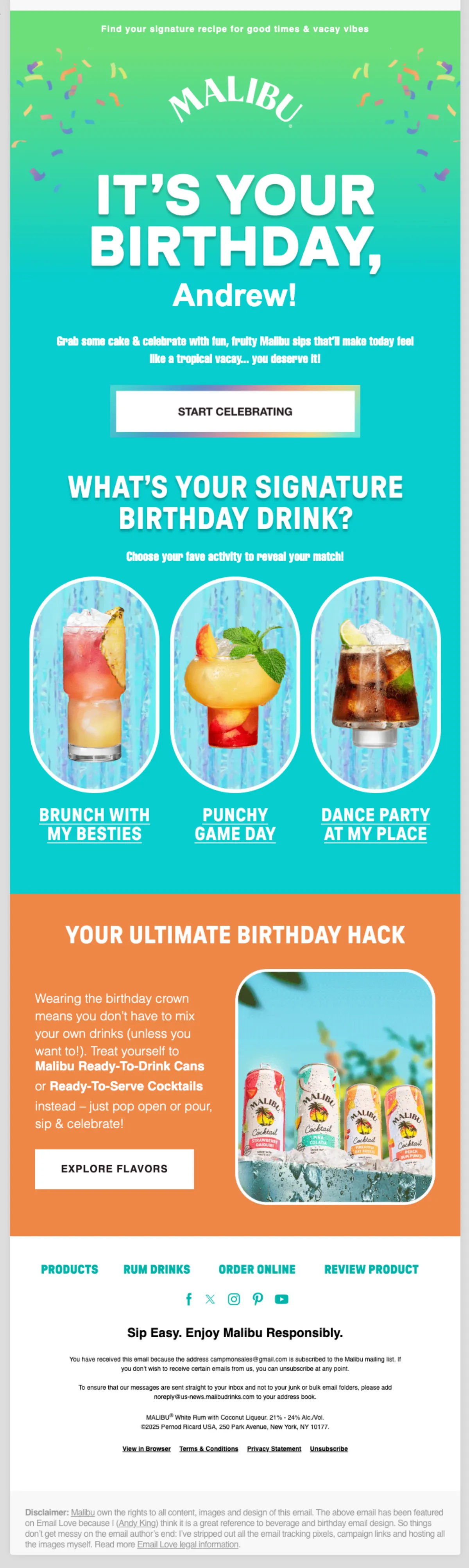 Example Birthday email